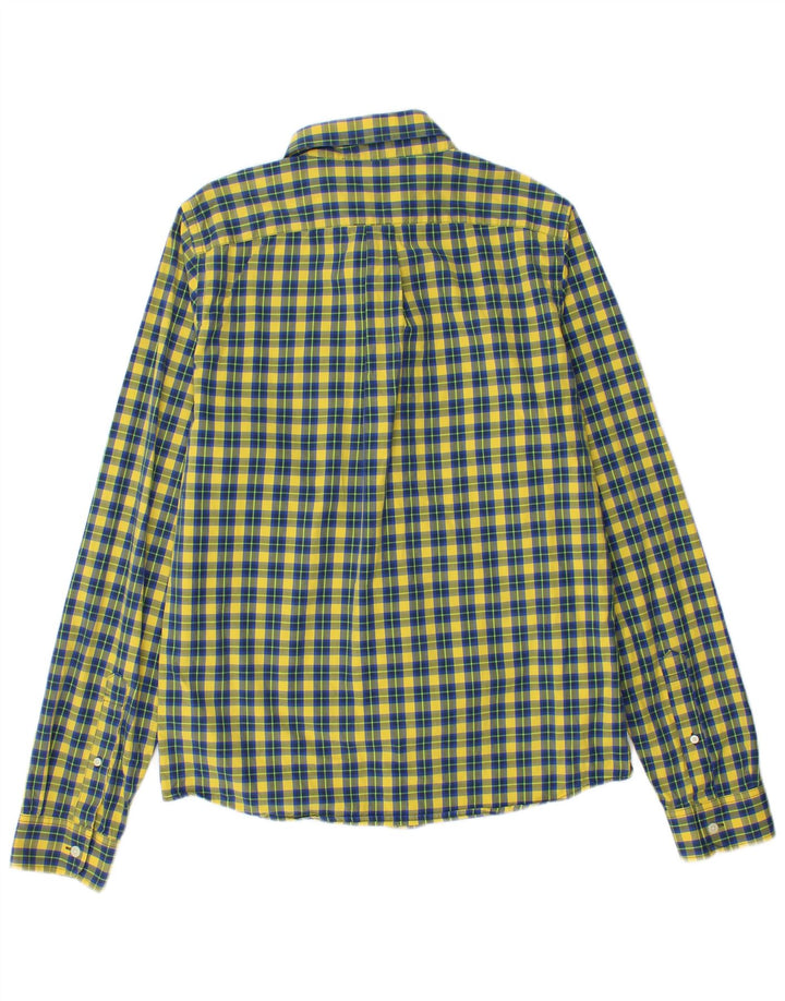 ABERCROMBIE & FITCH Chemise musclée pour hommes 2XL Coton à carreaux jaune