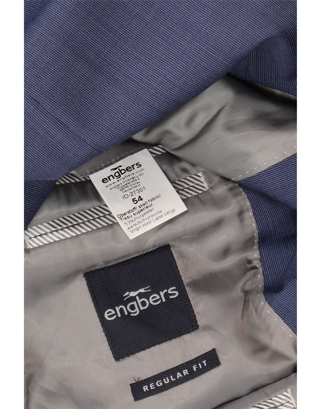 Engbers Veste Blazer 2 Boutons Homme IT 54 2XL Bleu Polyester