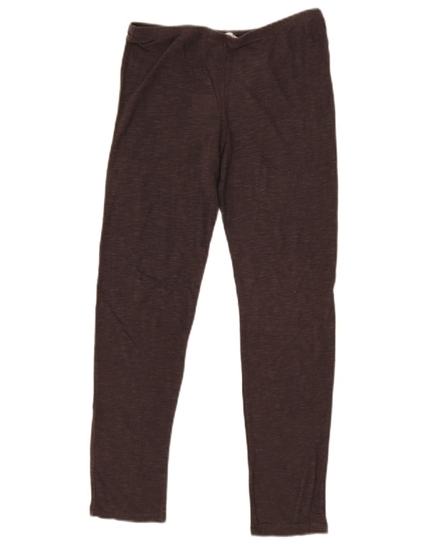 vintage Womens Crop Leggings UK 8 Petit coton moucheté brun