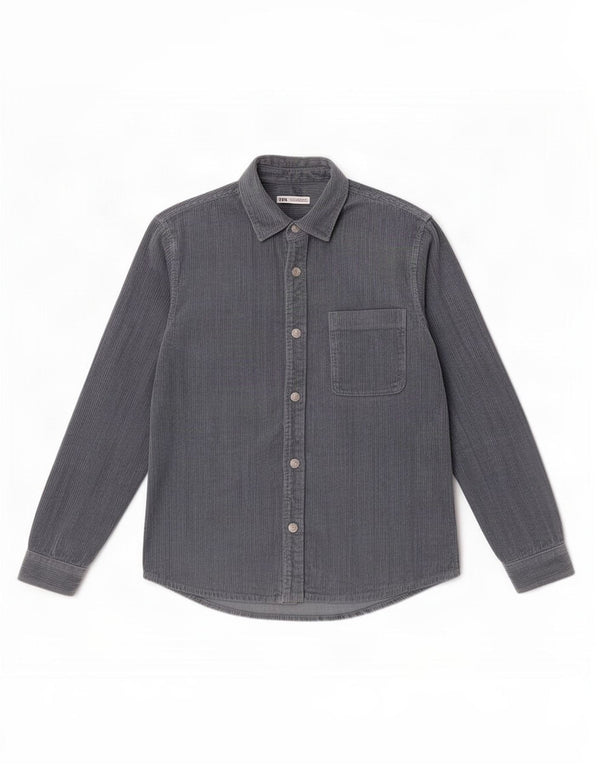 Zara Chemise En Velours Côtelé Bleu Moyen Coton