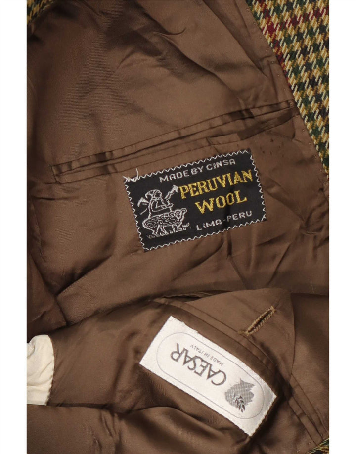 Caesar Veste blazer à 2 boutons pour homme UK 38 Kaki moyen pied-de-poule classique