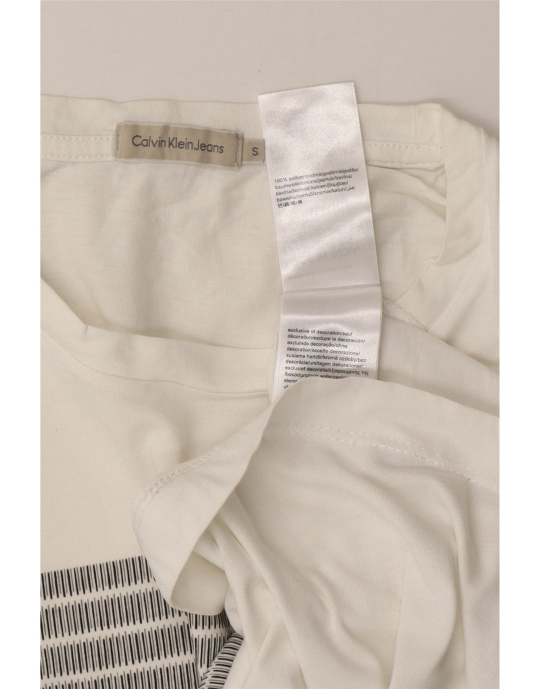 CALVIN KLEIN JEANS T-Shirt Graphique Homme Petit Blanc Coton