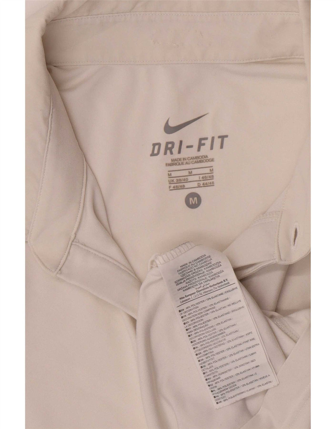 Nike Polo Dri Fit pour homme UK 38/40 Polyester color block blanc moyen