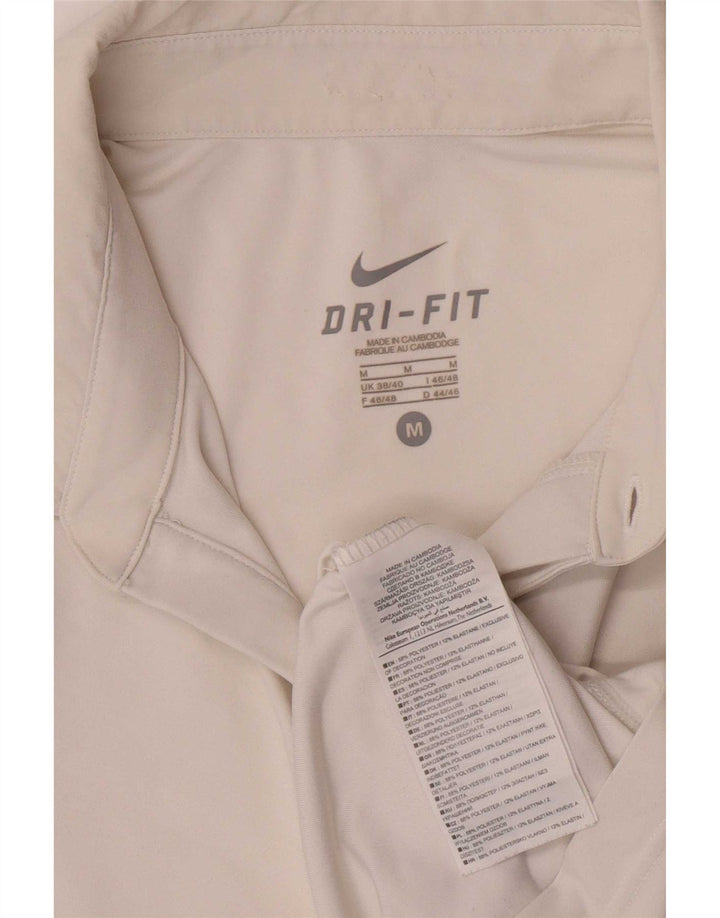 Nike Polo Dri Fit pour homme UK 38/40 Polyester color block blanc moyen