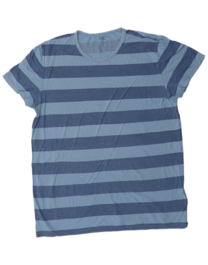 Gap T-Shirt Homme Top XL Bleu Rayé Coton
