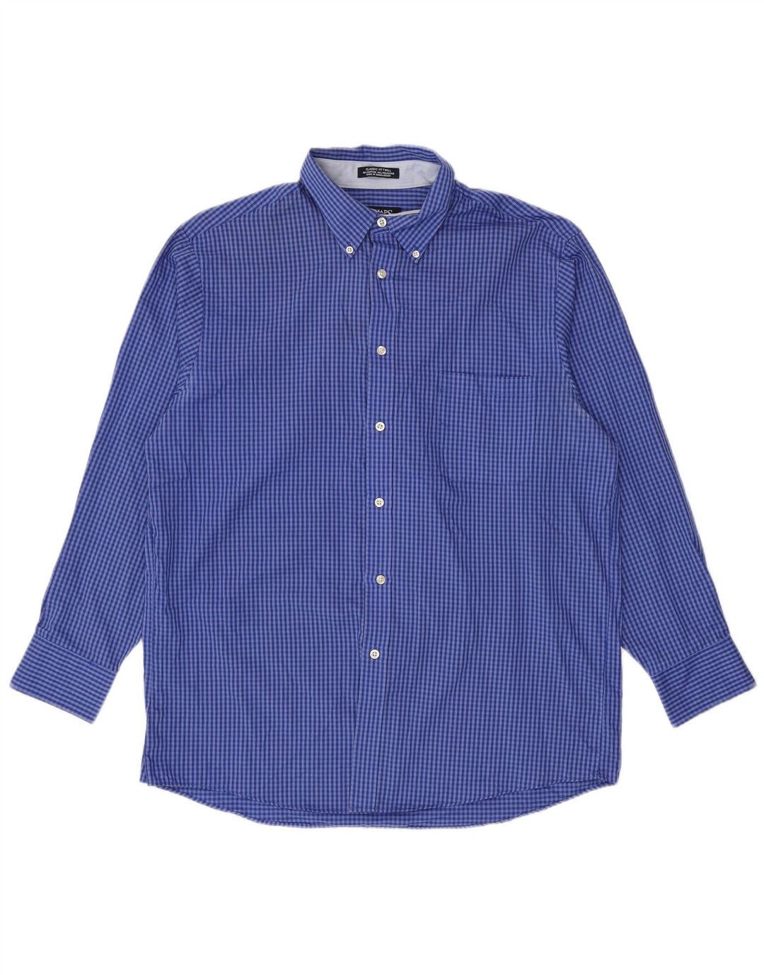 Chaps Chemise coupe classique pour homme Taille 16 16 1/2 Grand coton vichy bleu