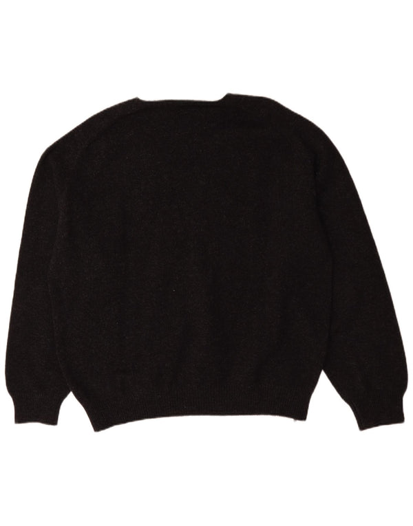 Henry Cottons Pull col V pour homme en laine mouchetée noire