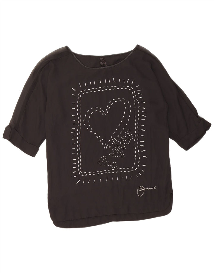 DESIGUAL Chemisier graphique pour femme UK 44 Noir moyen