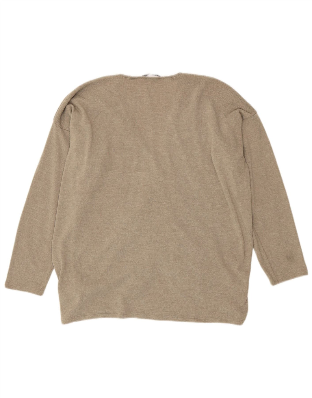 Zara Femme Haut Oversize Manches Longues UK 12 Polyester Beige Moyen