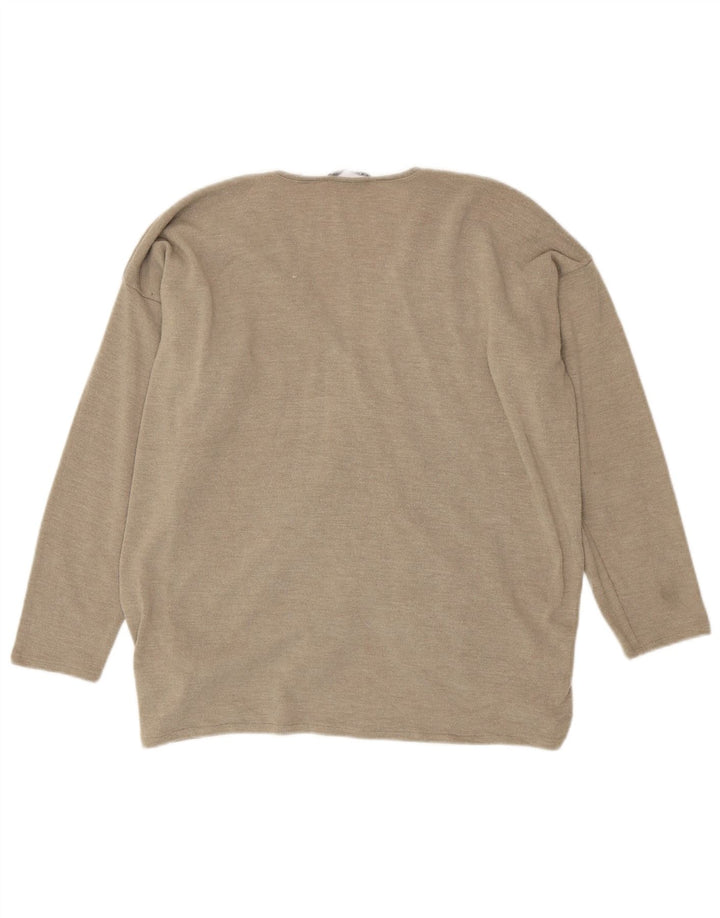 Zara Femme Haut Oversize Manches Longues UK 12 Polyester Beige Moyen