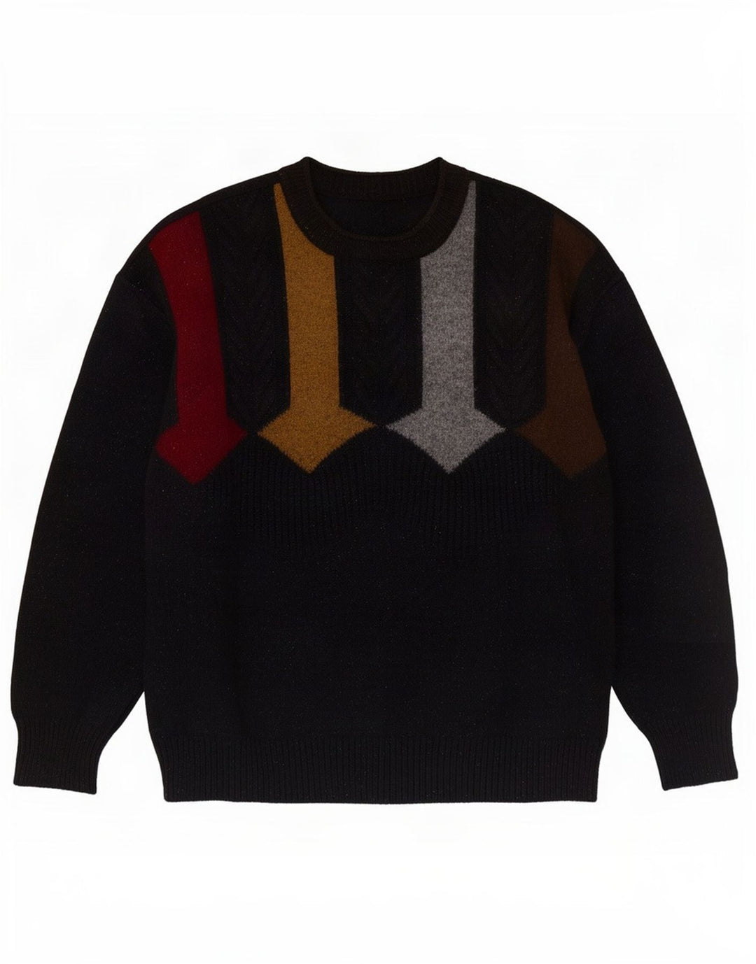 vintage Mens Turtle Neck Jumper Pull Grande Noir Géométrique Nouvelle Laine