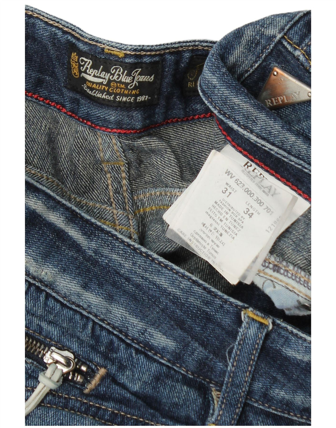 Replay Jean droit effet vieilli W31 L34 bleu coton femme