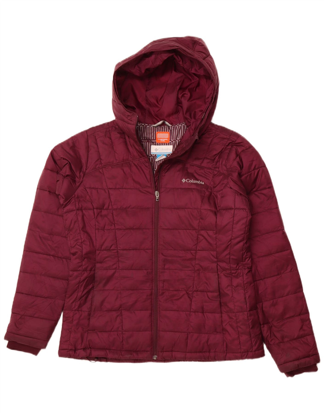 COLUMBIA Veste matelassée à capuche pour femme UK 16 Large Bordeaux Polyester