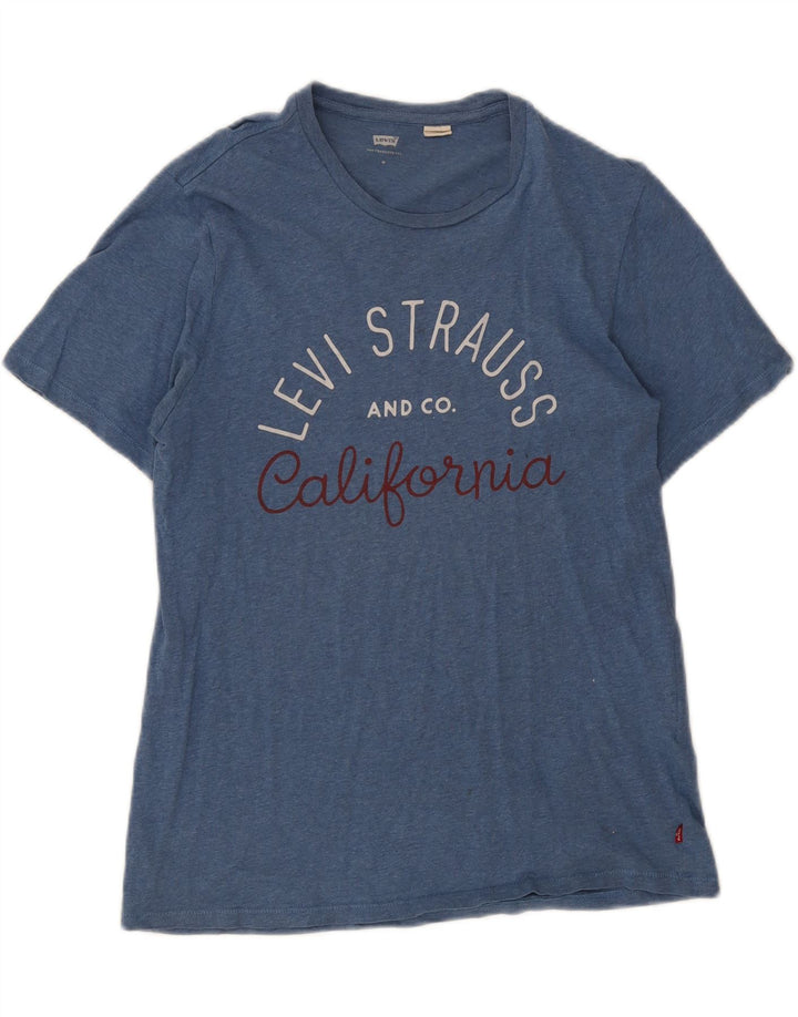 Levi's T-Shirt Graphique Femme UK 12 Bleu Moyen Coton