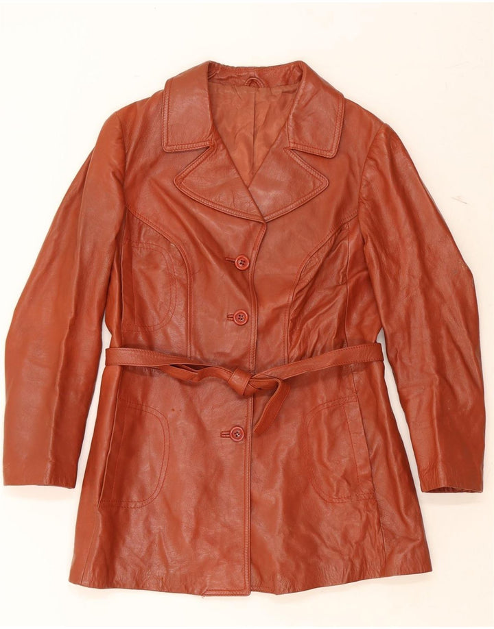 VINTAGE Womens Leather Jacket IT 46 Large Brown Leather Vintage Vintage and Second-Hand Vintage from Messina Hembry 