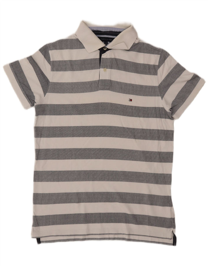 TOMMY HILFIGER Polo Homme Gris Moyen Rayé Coton