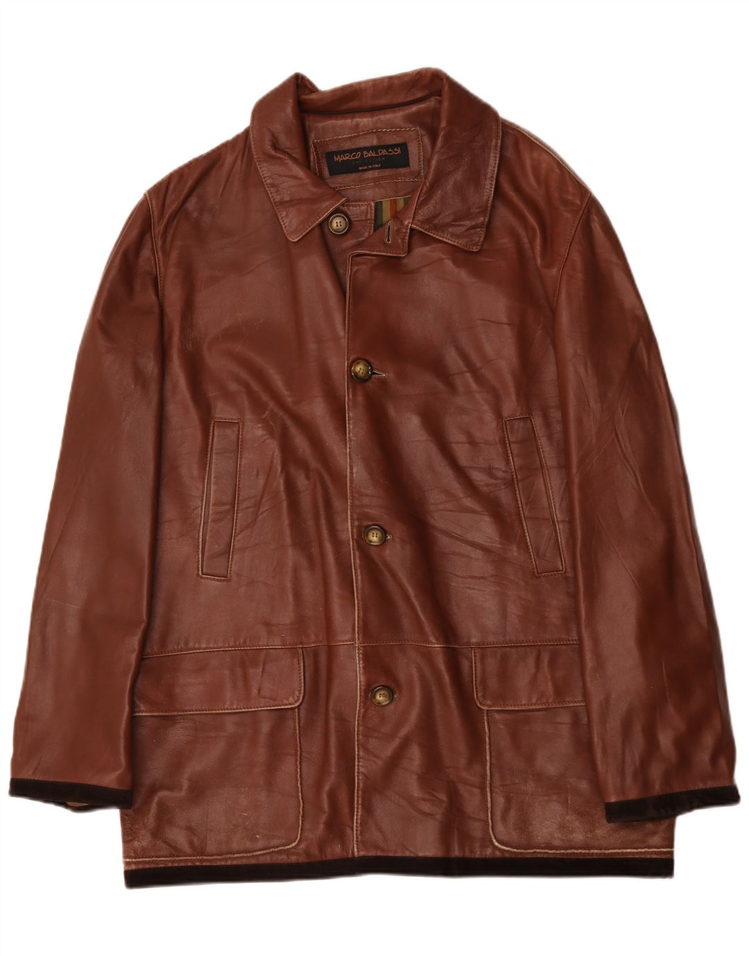 Marco Baldassari Manteau en cuir pour homme UK 42 XL Marron