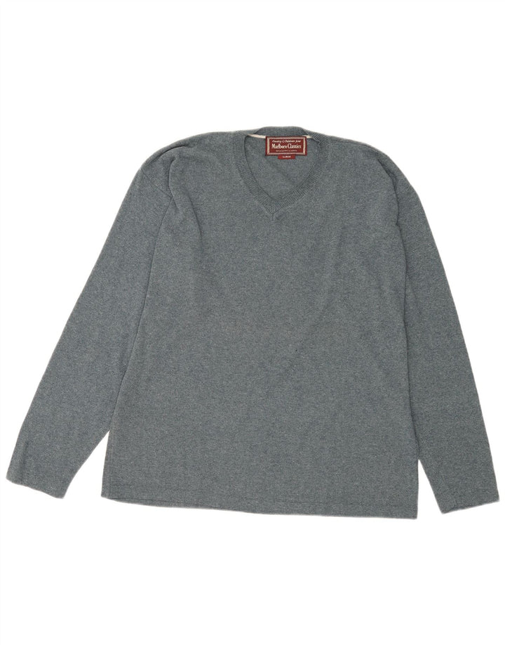 Marlboro Classics Pull col V pour homme en acrylique moucheté Gris Taille L