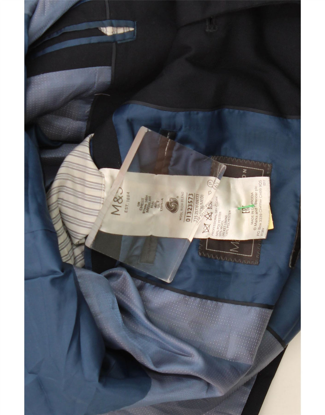 MARKS & SPENCER Veste blazer à 2 boutons pour homme UK 36 Small Bleu marine
