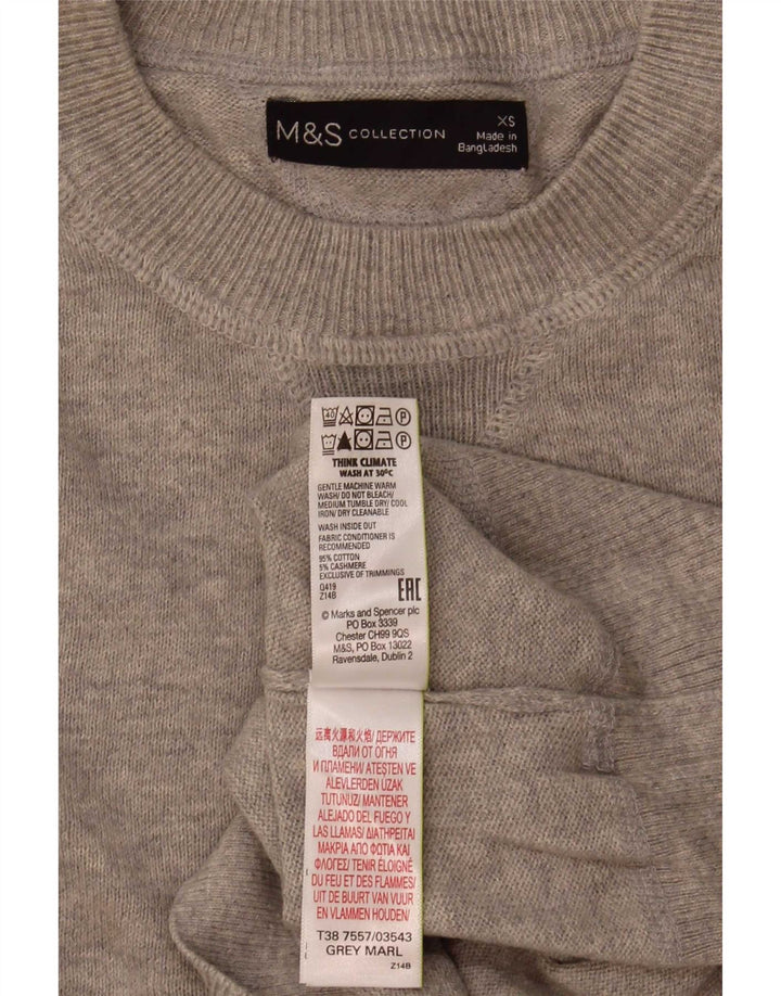 Marks & Spencer Pull à col rond pour homme XS Gris Coton