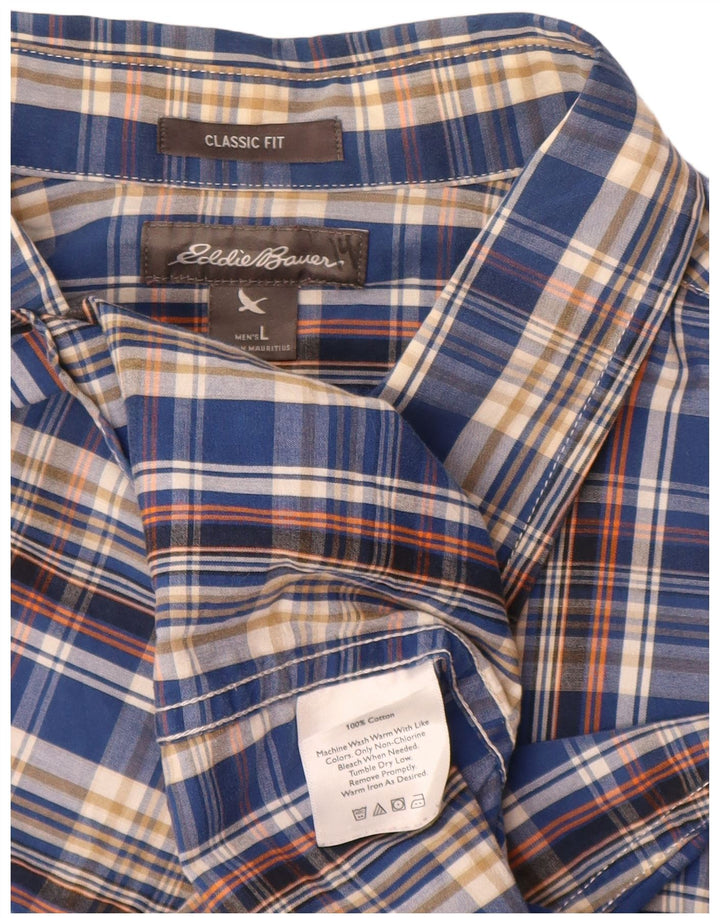 Eddie Bauer Chemise classique pour homme en coton à carreaux bleus