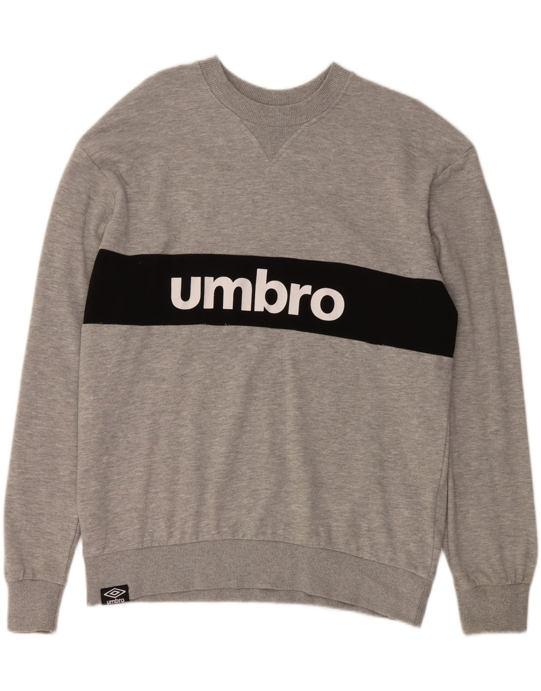 UMBRO Mens Graphic Sweatshirt Jumper XL Grey Colourblock Cotton Vintage Umbro and Second-Hand Umbro from Messina Hembry 