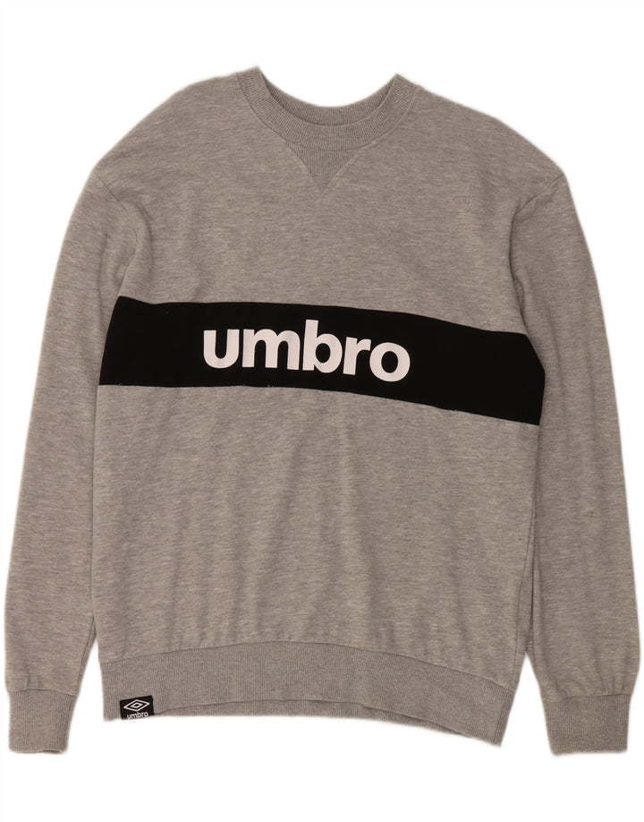 UMBRO Mens Graphic Sweatshirt Jumper XL Grey Colourblock Cotton Vintage Umbro and Second-Hand Umbro from Messina Hembry 
