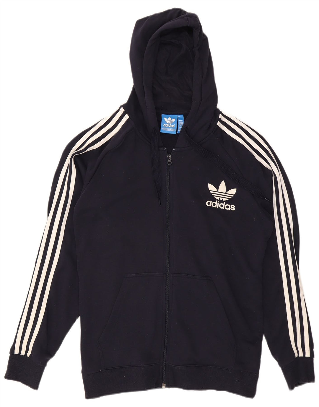 ADIDAS Pull à capuche zippé pour homme Grand coton bleu marine