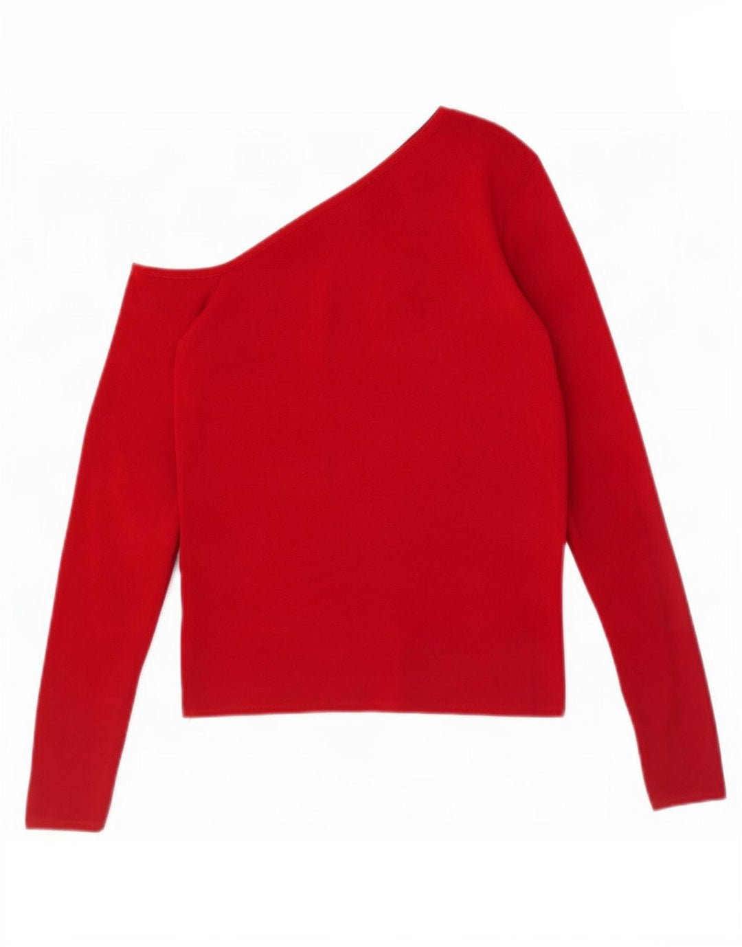 Zara Femme Haut Court Une Épaule UK 12 Viscose Rouge Moyen