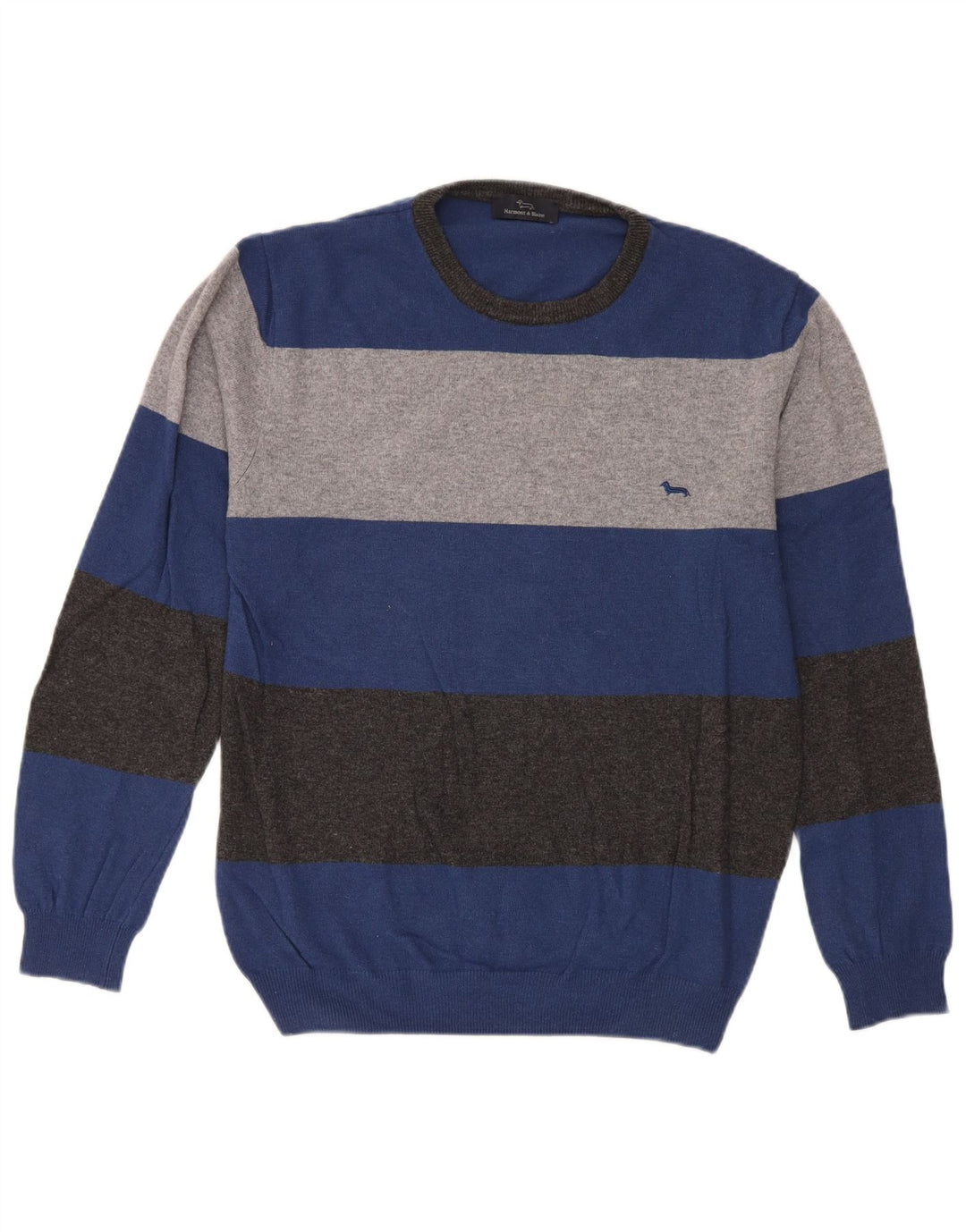 Harmont & Blaine Pull Col Rond Homme Large Bleu Rayé Polyamide