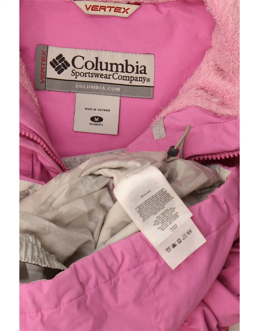 Columbia Veste de pluie à capuche pour femme UK 14 Nylon rose moyen