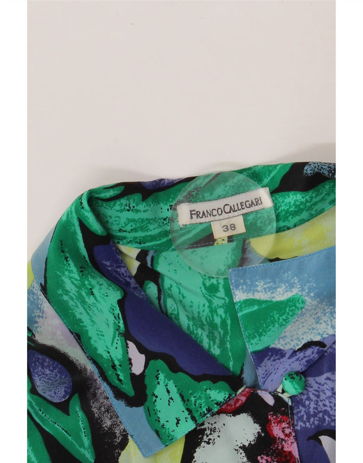 FRANCO CALLEGARI Chemisier à manches courtes pour femme EU 38 Bleu moyen Floral