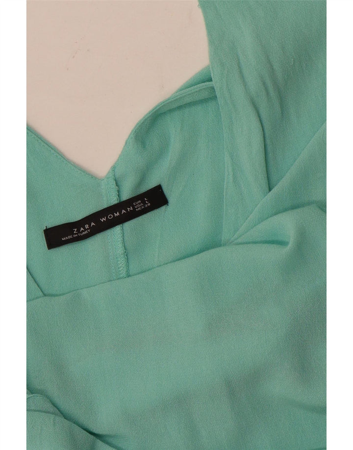 Zara Chemisier Femme Top UK 14 Large Turquoise