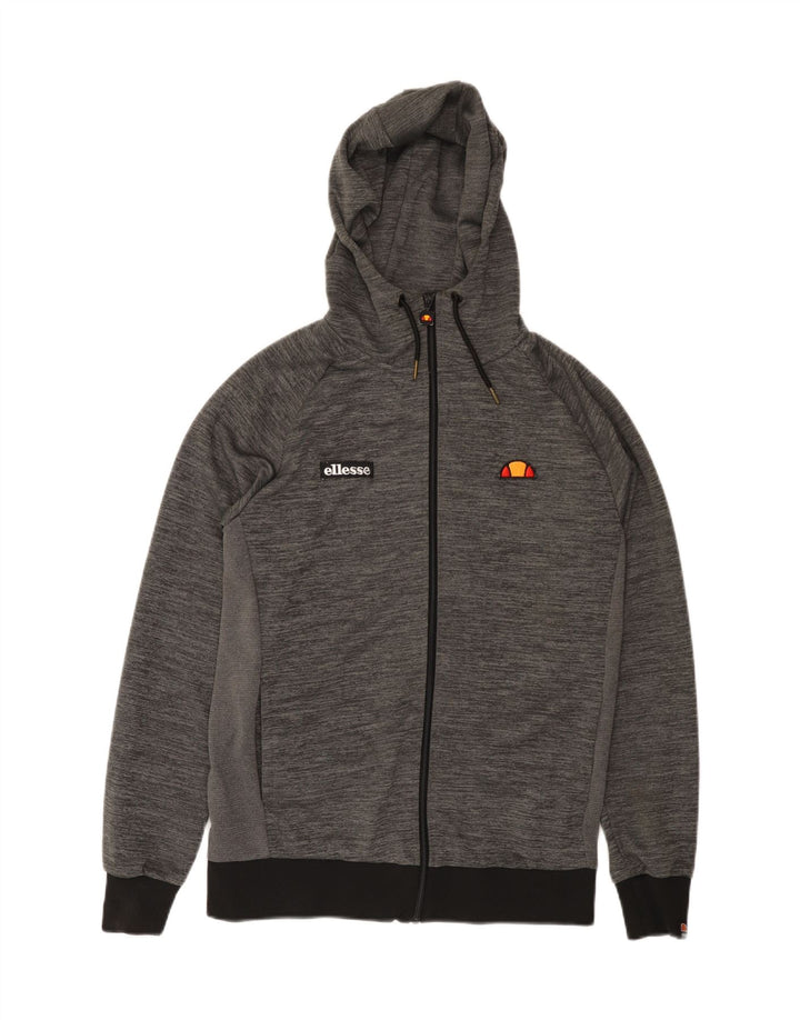 ELLESSE Pull à capuche zippé pour homme en polyester à fines rayures gris