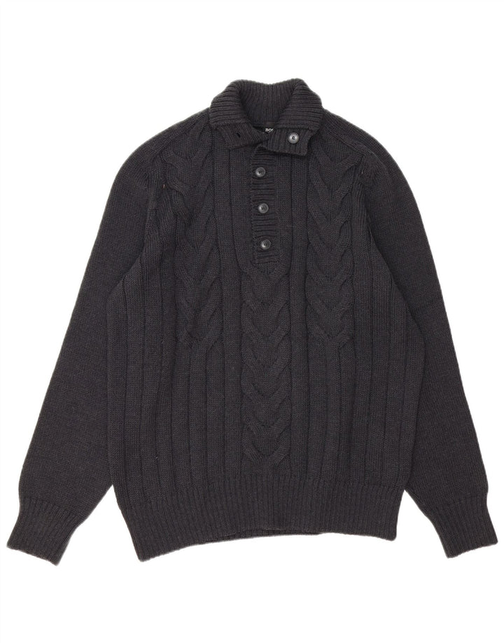 Hugo Boss Pull coupe slim à col boutonné pour homme XL Gris