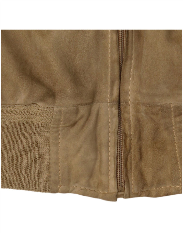 vintage Mens Suede Bomber Jacket UK 38 Beige Moyen