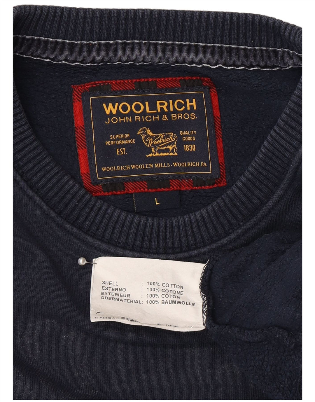 Woolrich Sweat-shirt graphique pour homme en coton bleu marine Taille L
