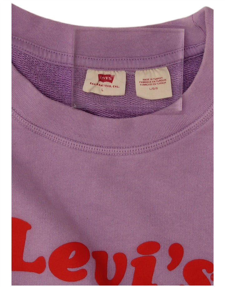 Levi's Sweat-shirt graphique surdimensionné pour femme UK 16 Large Violet Coton