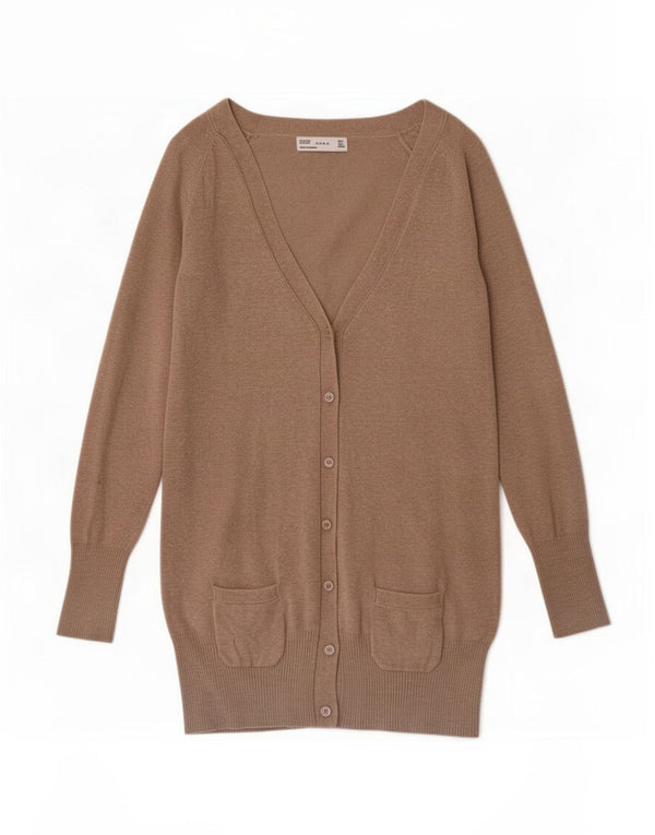 Zara Cardigan Femme Pull UK 14 Grand Coton Beige