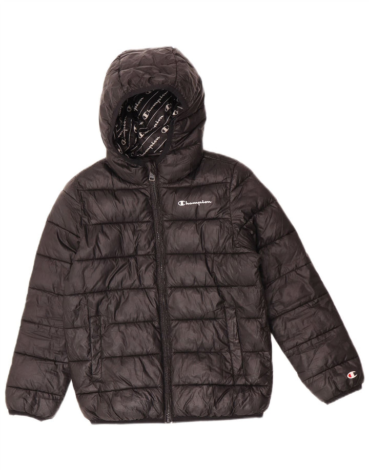 Champion Veste matelassée à capuche pour garçon 9-10 ans Noir moyen Polyester