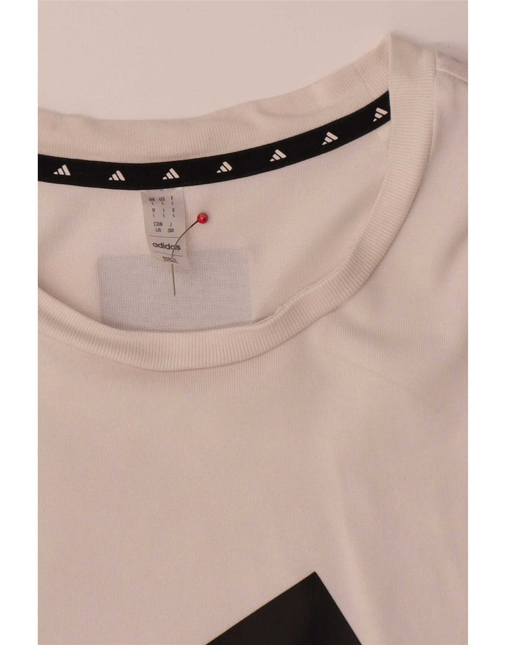 Adidas T-shirt graphique pour hommes, grand, en coton blanc