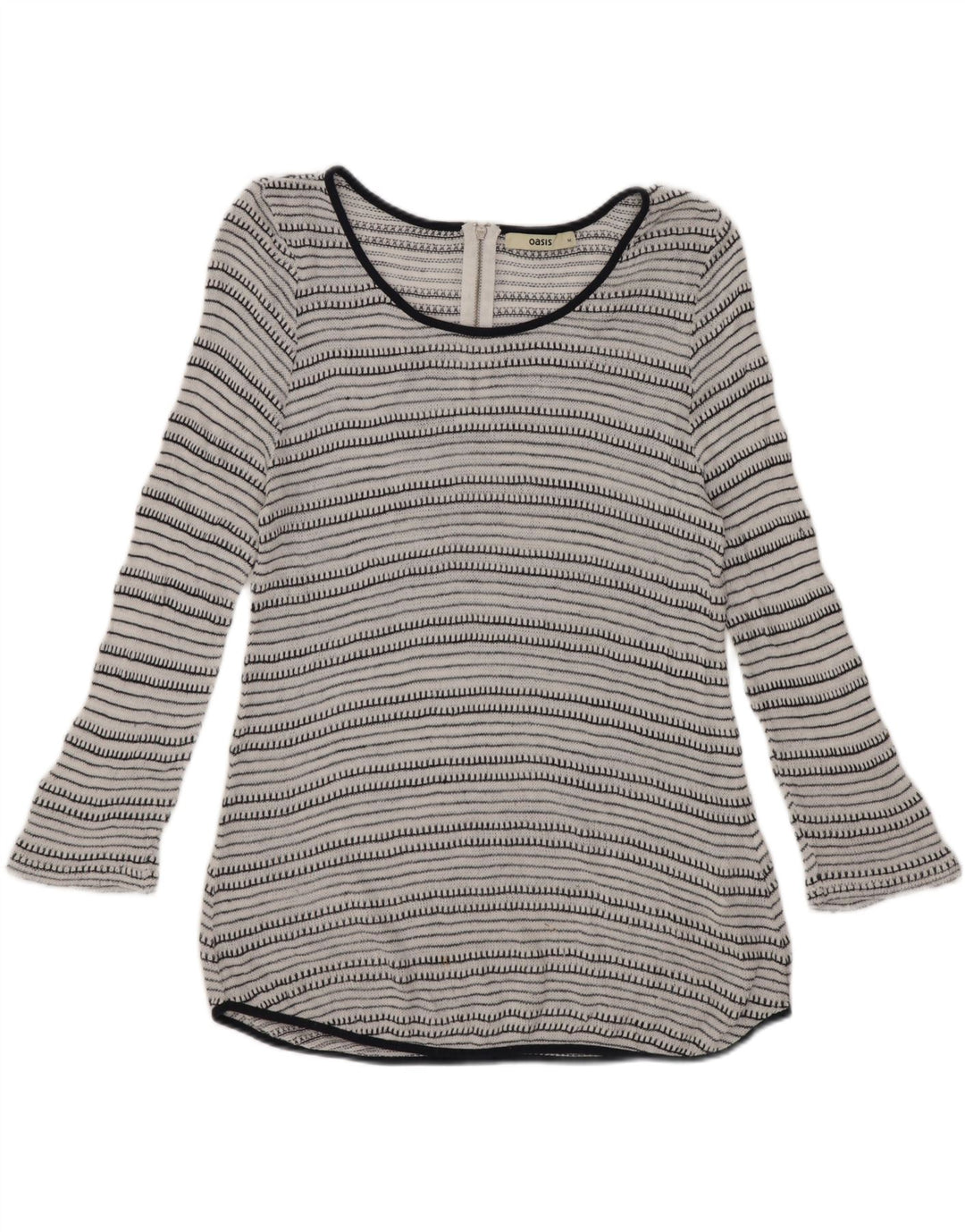 Oasis Tunique à manches 3/4 pour femme UK 12 Viscose rayée blanc moyen