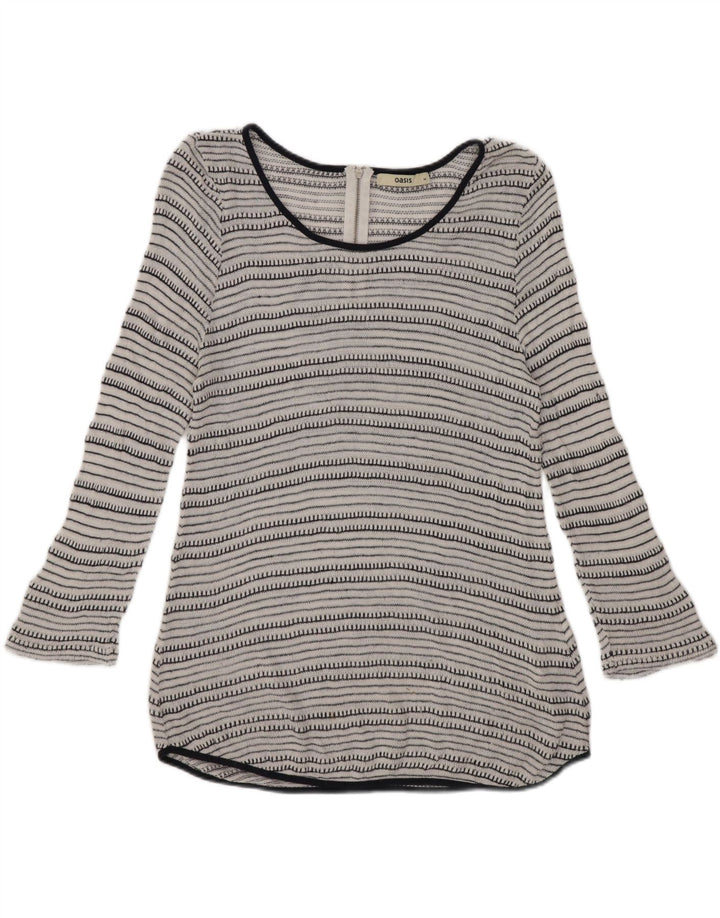 Oasis Tunique à manches 3/4 pour femme UK 12 Viscose rayée blanc moyen