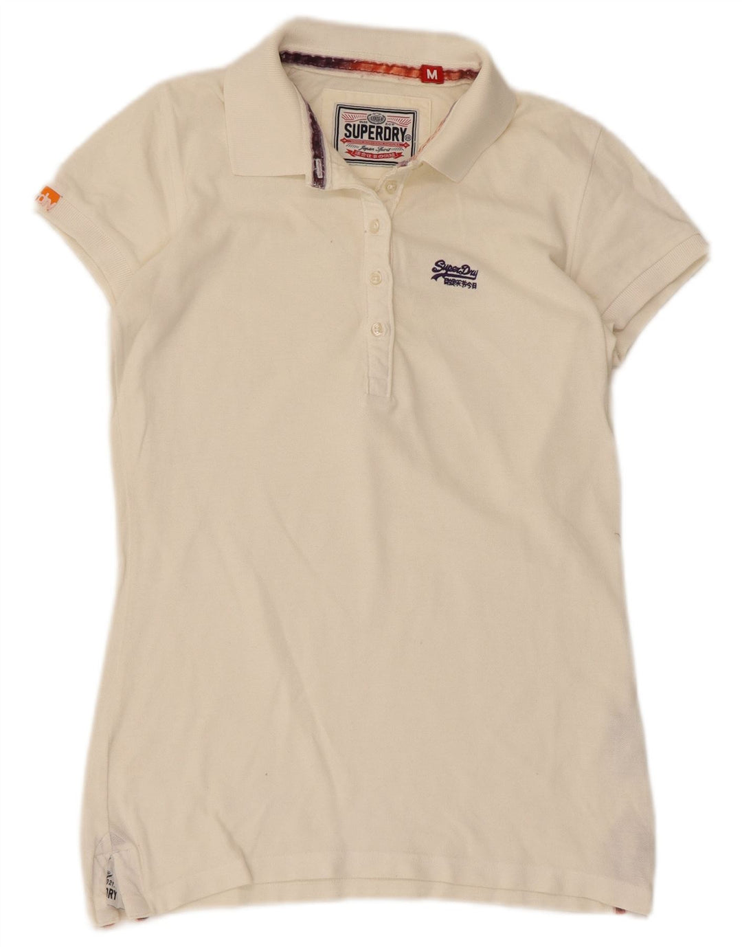 Superdry Polo Femme UK 12 Medium Off White Coton