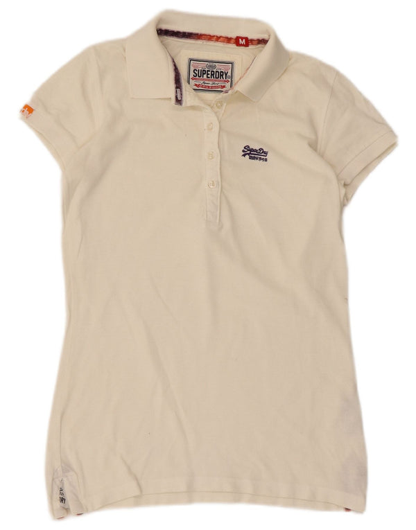Superdry Polo Femme UK 12 Medium Off White Coton