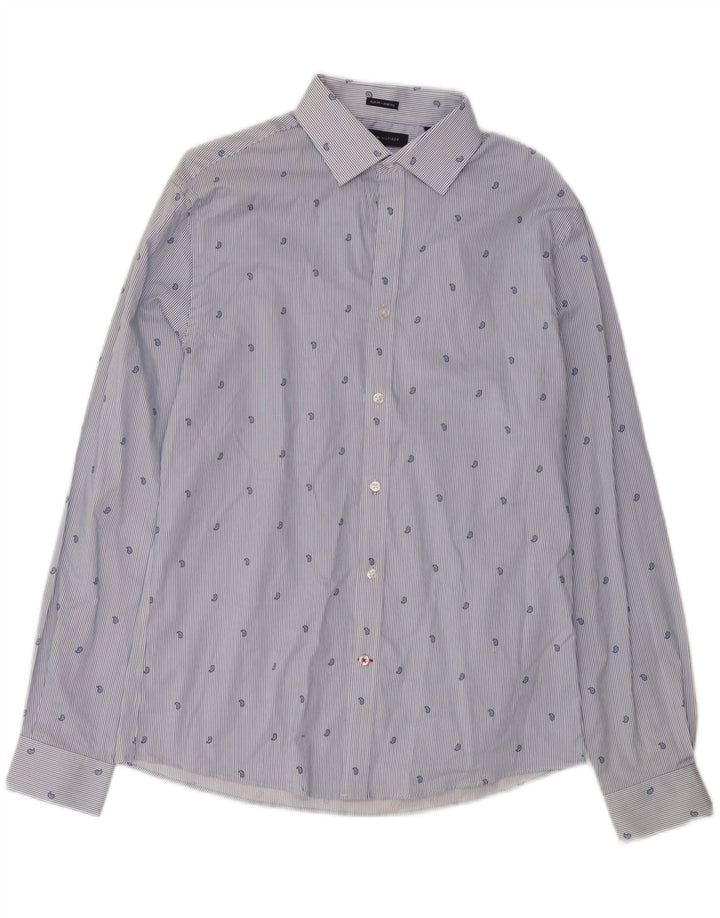TOMMY HILFIGER Chemise stretch homme taille 15 1/2 bleu moyen à fines rayures