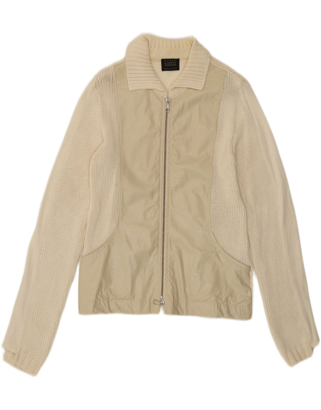 Pinko Cardigan pour femme UK 14 en coton blanc cassé moyen