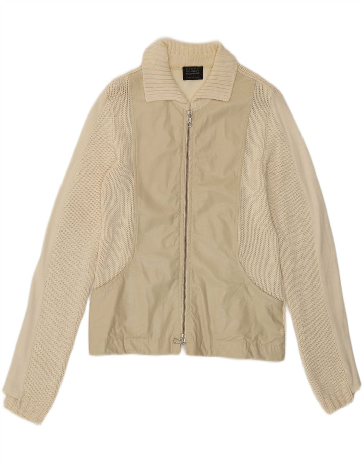 Pinko Cardigan pour femme UK 14 en coton blanc cassé moyen