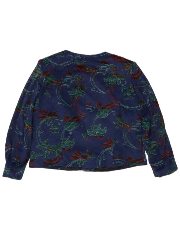 vintage Femme Cardigan Top UK 14 Grand Bleu Floral