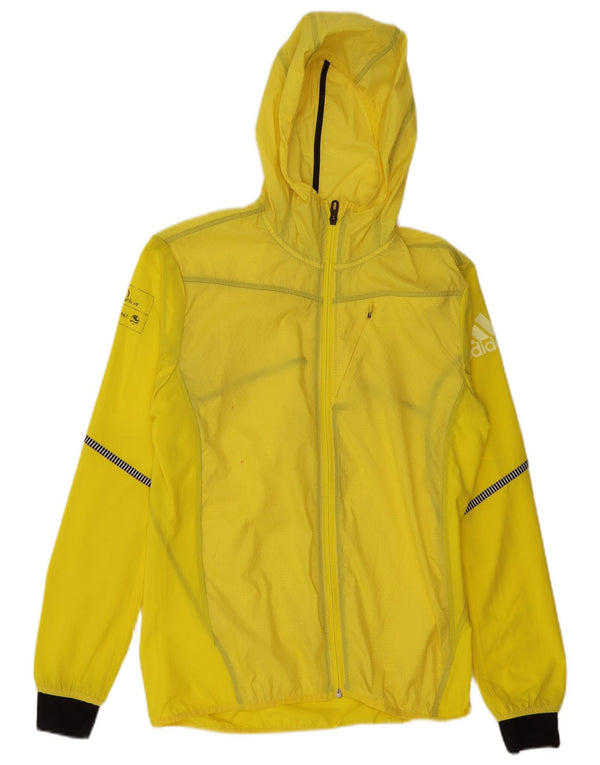 ADIDAS Veste de pluie à capuche graphique pour homme UK 36 Petit carreaux jaunes Polyester